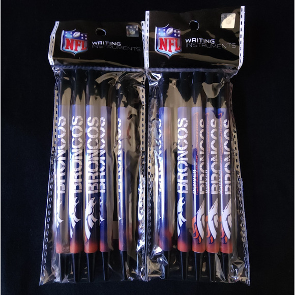 New Football Team Denver Broncos NFL Licensed Lot 10 Pack Black Ink Click Pens - Picture 1 of 7